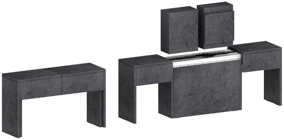 Set 2 Panche Allungabili PRATIKA - Ardesia, Salvaspazio Moderno Made in Italy
