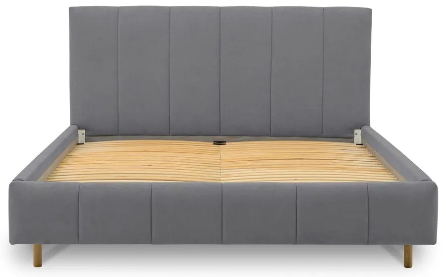 Letto matrimoniale imbottito grigio con doghe in legno 180x200 cm Zee - Scandic