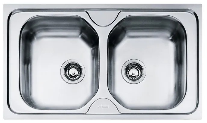 Lavello sottotop 2 vasche FRANKE Onda Line inox L 50 x L 86 cm argento