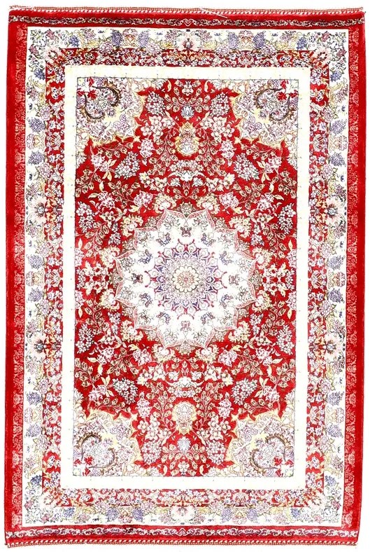 Ghom Tappeto 90 x 60 Rosso (Iran) Macchina