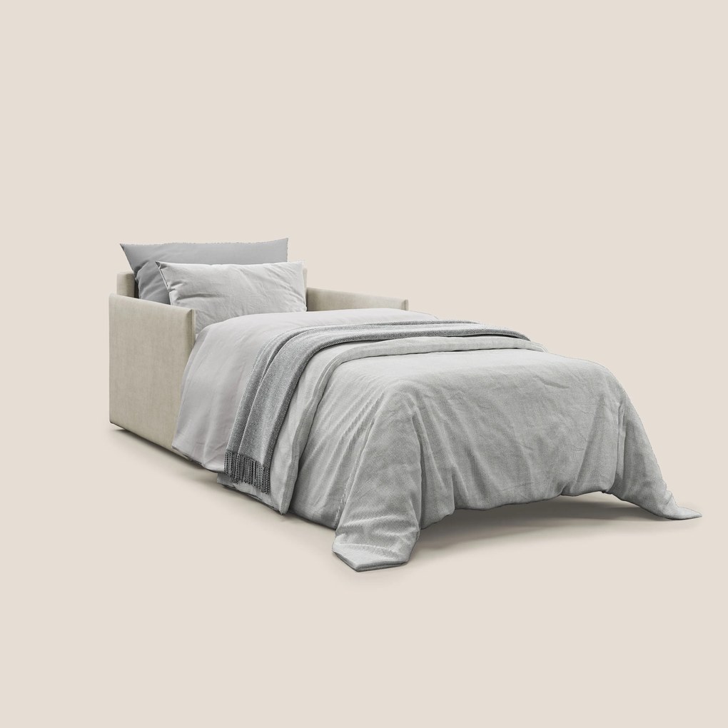 Evans poltrona letto in morbido tessuto impermeabile T02 panna