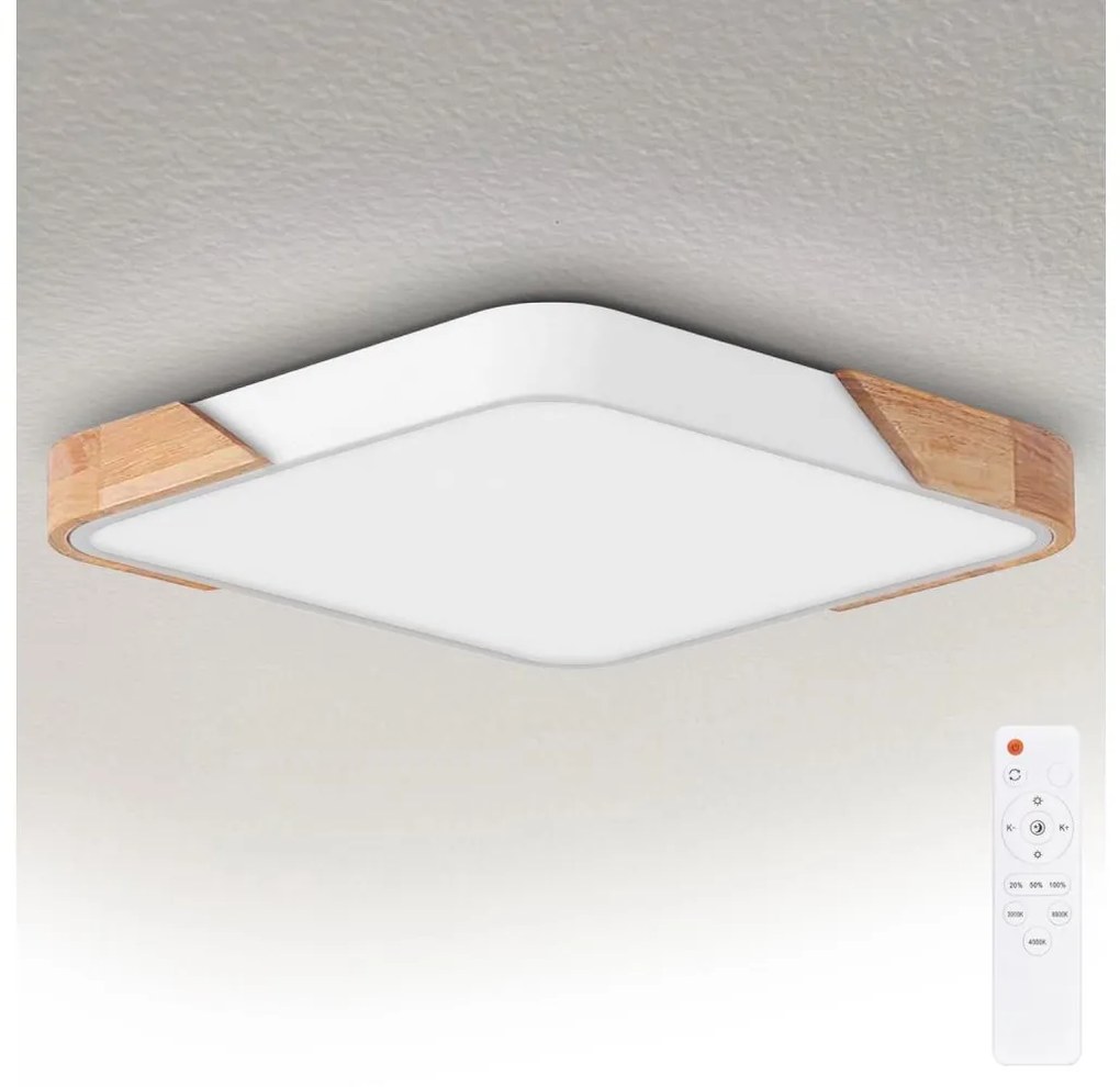 Brilagi - Plafoniera LED dimmerabile PILANA LED/48W/230V rovere/bianco 56x56 cm + telecomando