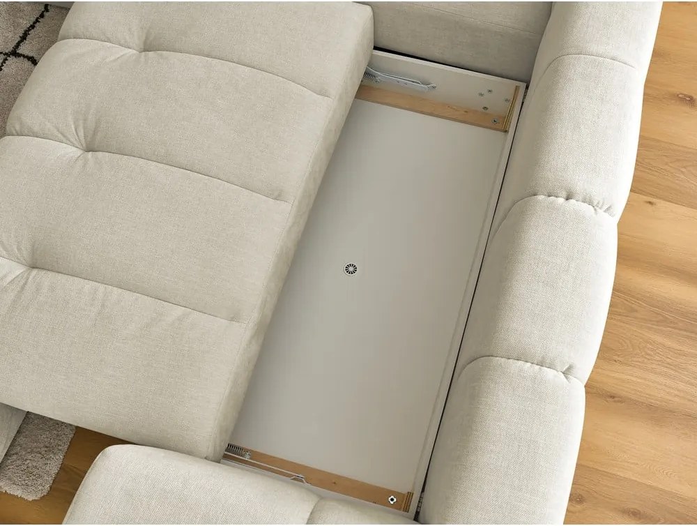 Divano angolare beige allungabile e con contenitore (penisola a sinistra/a L) Fuji – Bobochic Paris