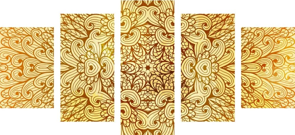 Quadri 5 pezzi – Mandala etnica dorata