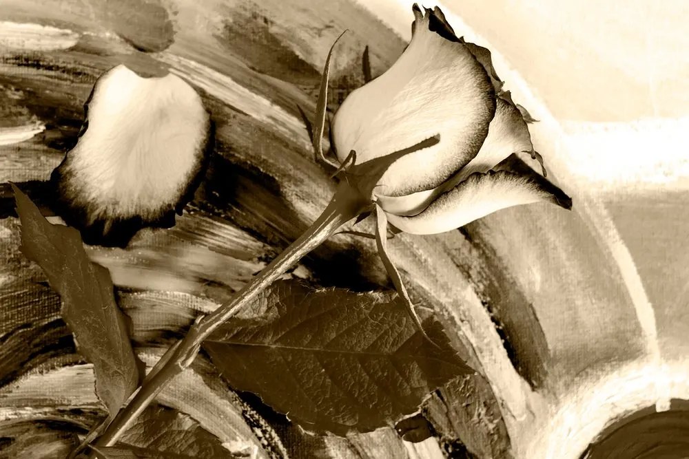 Stampa su tela – Rose in versione seppia