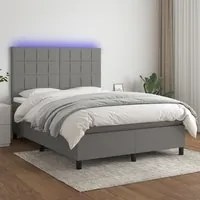 Letto a Molle Materasso e LED Grigio Scuro 140x190cm in Tessutocod mxl 122892