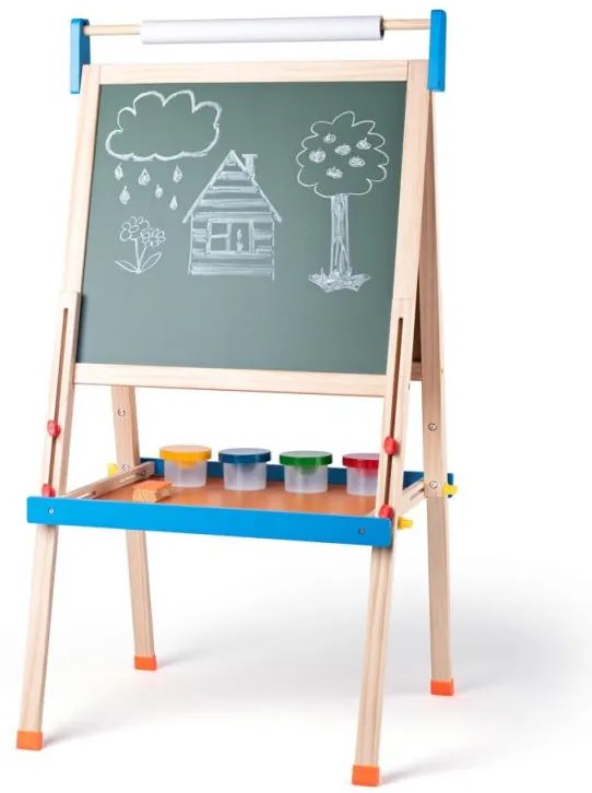 Lavagna "ABC" con lettere, rotolo di carta e bicchieri