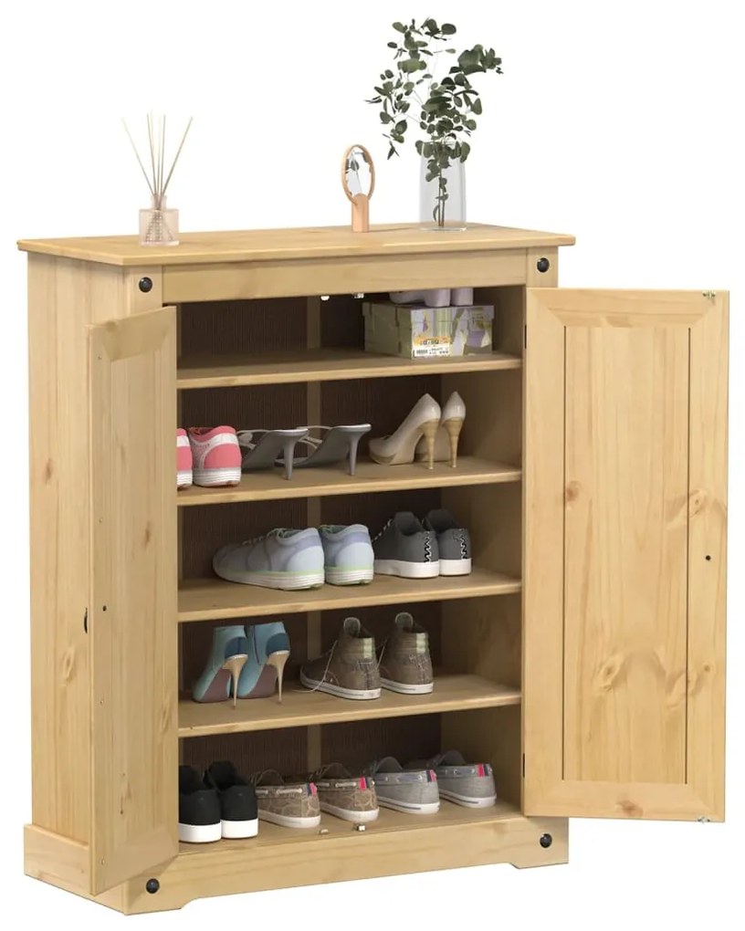 Scarpiera Corona 86x38,5x108 Cm İn Legno Massello Di Pino /