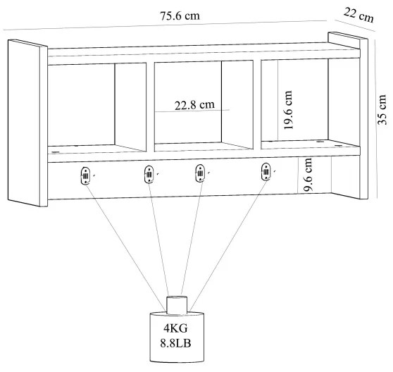Appendiabiti da parete STAR 35x76 cm bianco
