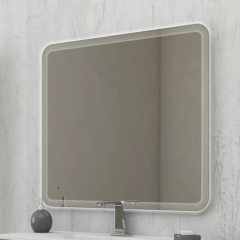 Specchio con illuminazione integrata bagno quadrato Led Touch BADEN HAUS L 100 x H 90 x P 2 cm trasparente