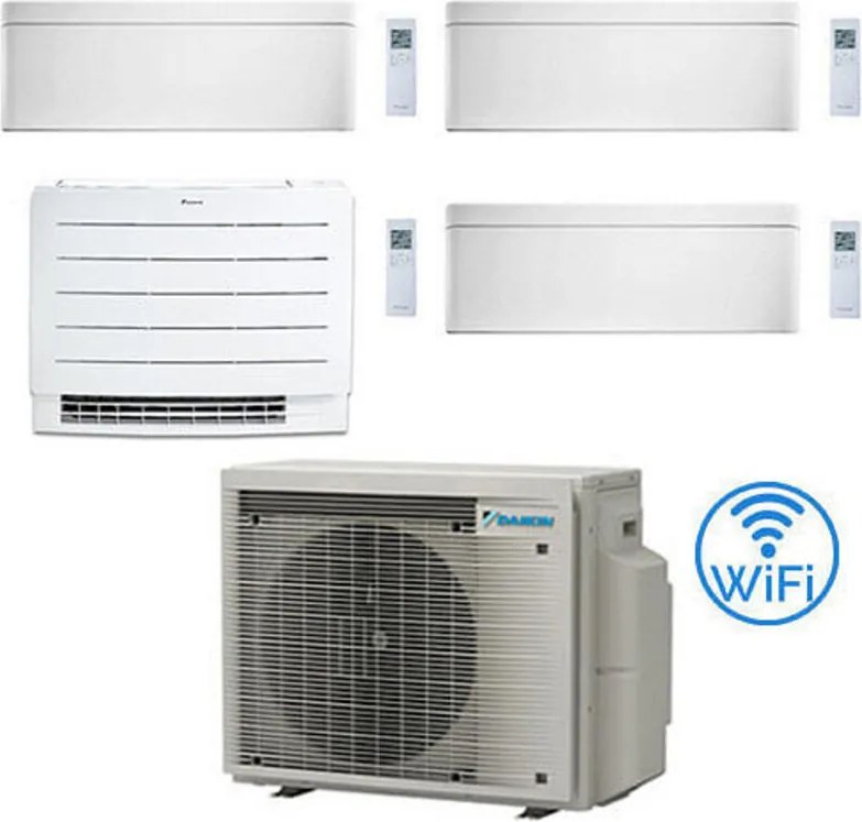 Daikin - Climatizzatore garanzia italia Stylish Bianco + Console WiFi Quadri Split Inverter 9000 + 9000 + 12000 + 12000 btu con u.e. 4MXM80A9 Classe