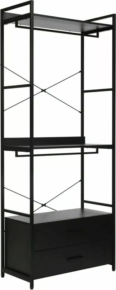 Libreria–Appendiabiti Rin C nera con armadietto – 80x40x200 cm