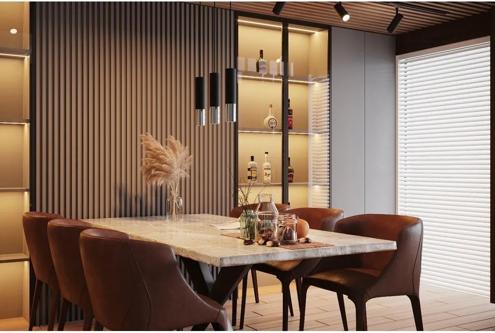 Lampadario nero/argentato in metallo ø 8 cm Longbot – Sollux