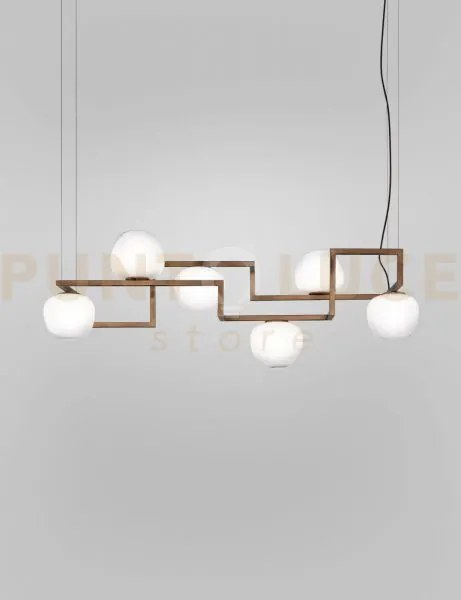 Globose sospensione 6 bianco sfumato bronzo opaco 6 luci attacco e14