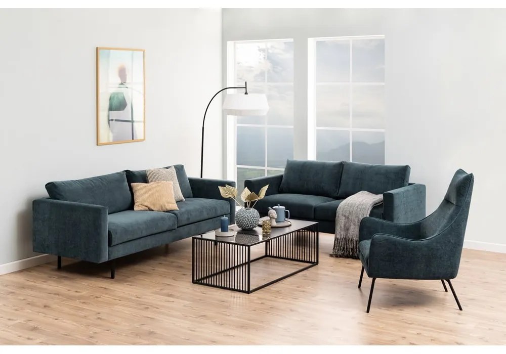 Tavolino nero con piano in vetro 60x120 cm Strington - Actona