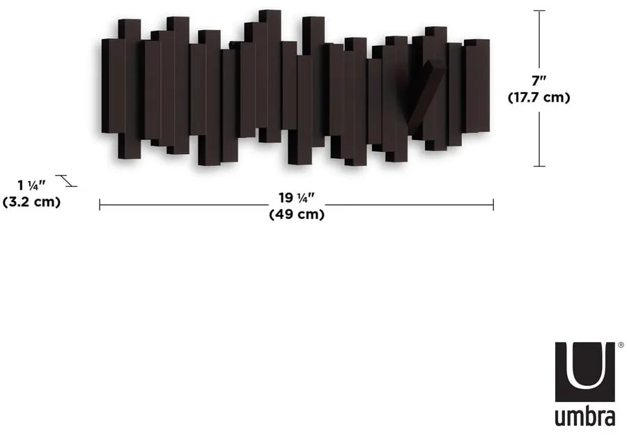 Appendiabiti da parete in plastica marrone scuro Sticks - Umbra