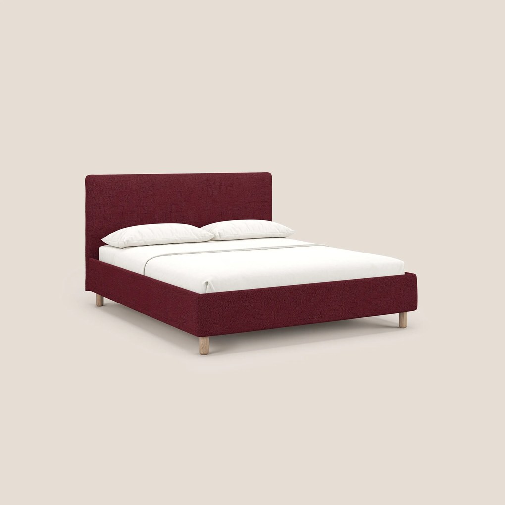 Serena letto contenitore salvaspazio scandinavo in tessuto fiammato impermeabile T03 rosso