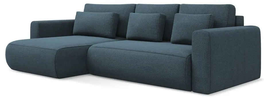 Divano angolare blu allungabile/con contenitore (con penisola a sinistra/con chaise lounge) Kapua – Makamii