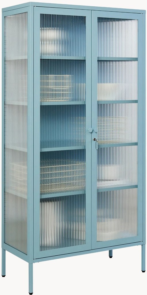 Vetrina in metallo con vetro scanalato The Collector