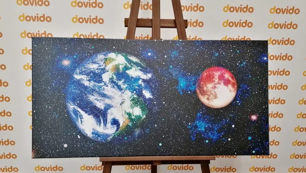 Stampa su tela – Pianeta Terra e Luna rossa