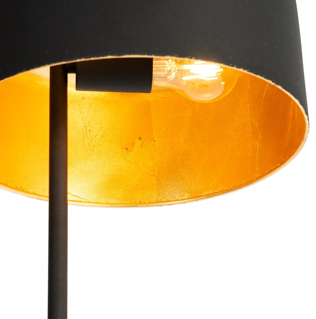 Lampada da terra retrò nera con interno dorato - Jinte
