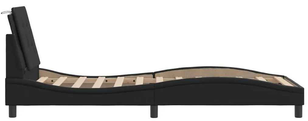 Giroletto con testiera nero 100x200 cm in similpelle