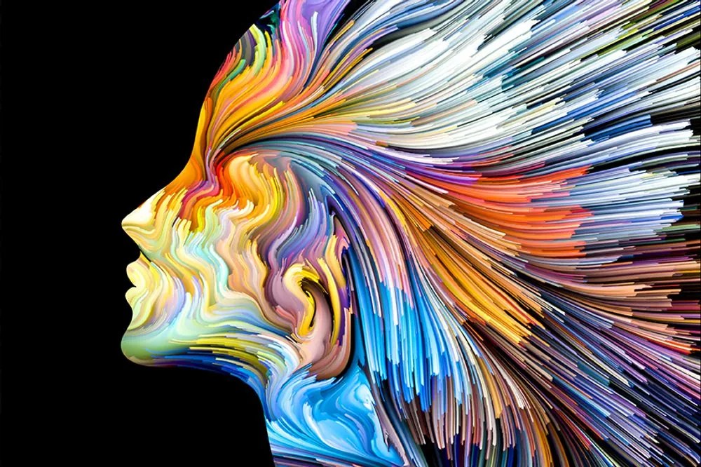 Carta da parati – Profilo colorato del volto femminile