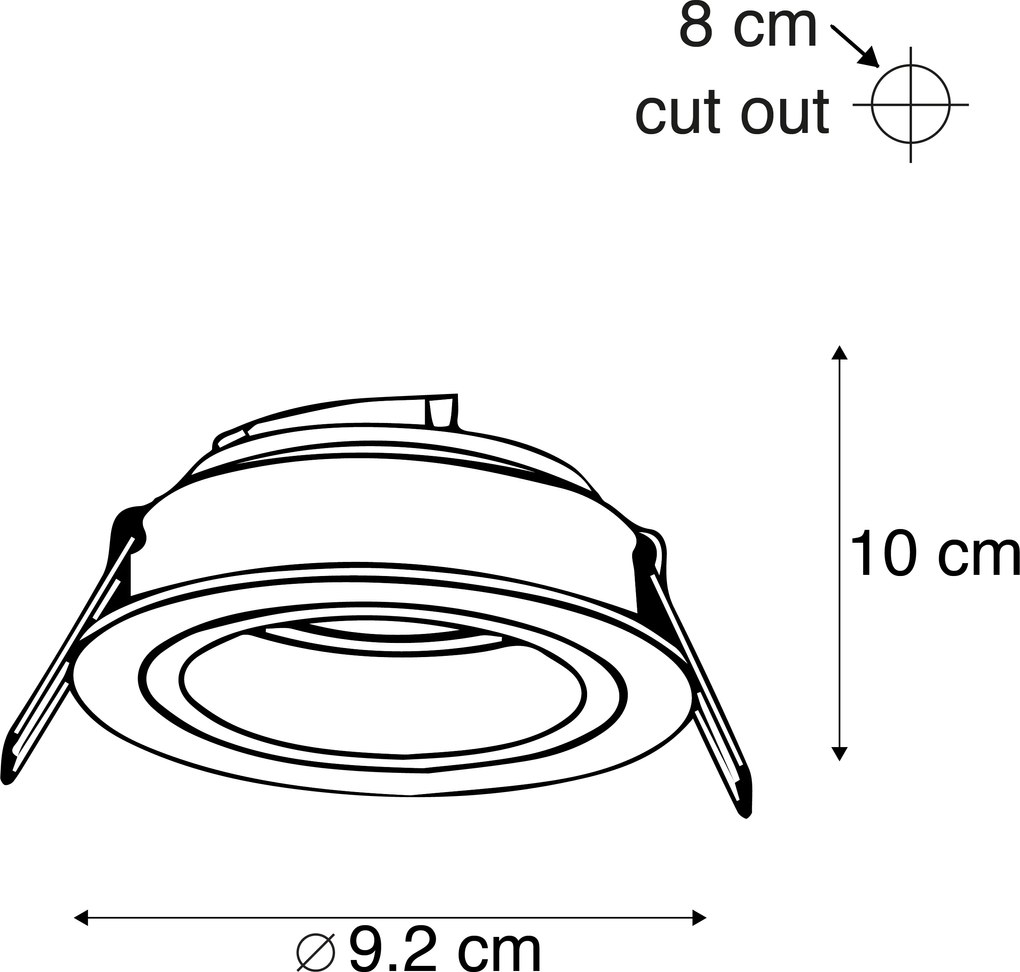 Faretto da incasso smart nero rotondo con WiFi GU10 - Chuck