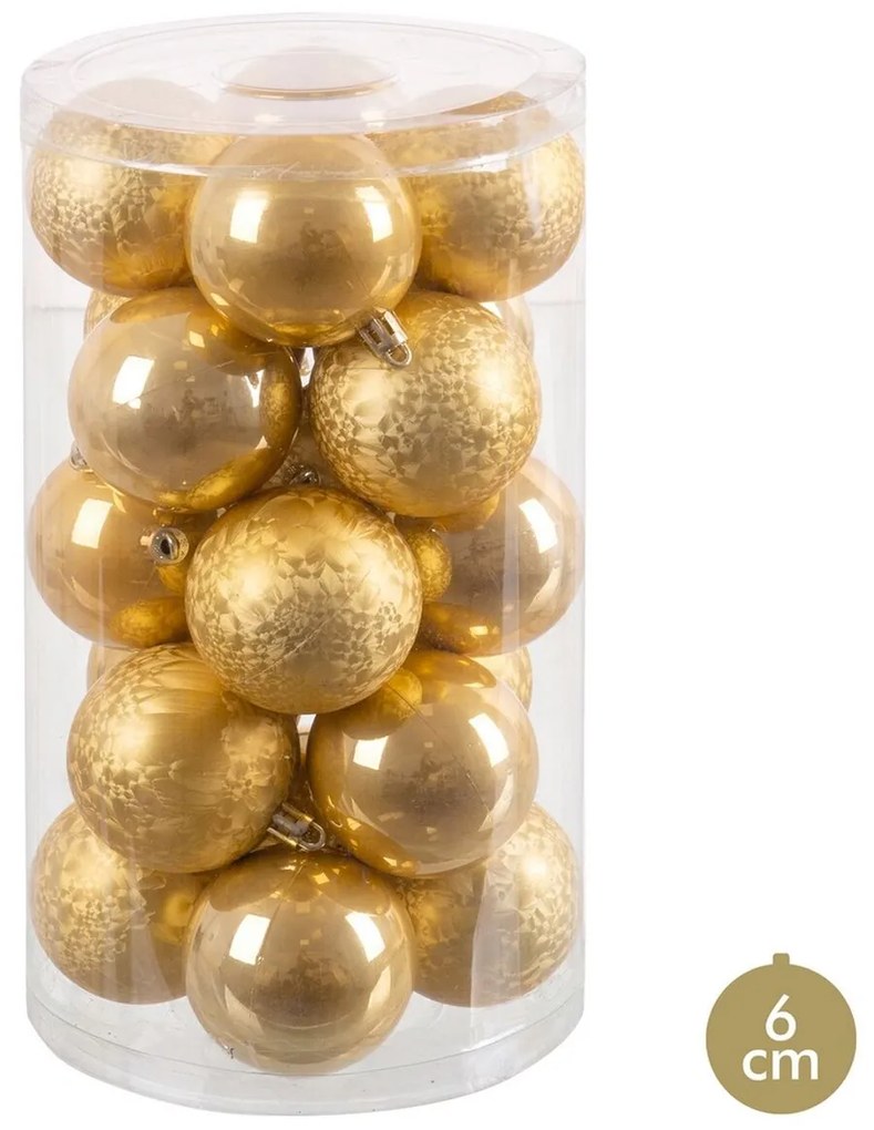 Palle di Natale Oro Dorato Plastica Ø 6 cm 14,5 x 14,5 x 26 cm (20 Unità)