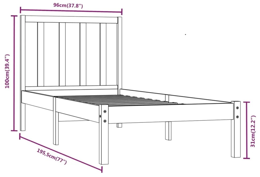 Giroletto in Legno Massello di Pino 90x190 cm Single