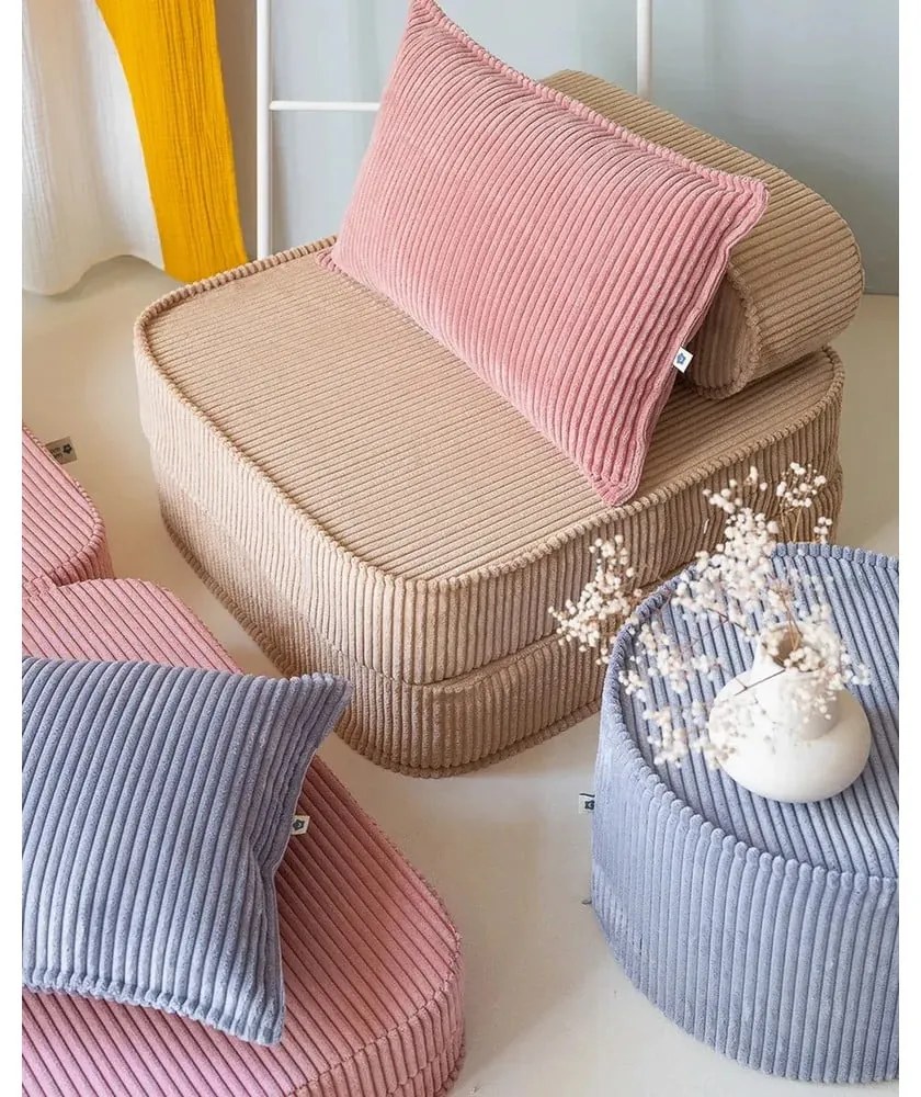 Cuscino per divano da bambini rosa con rivestimento in velluto a coste Bolster – Wigiwama