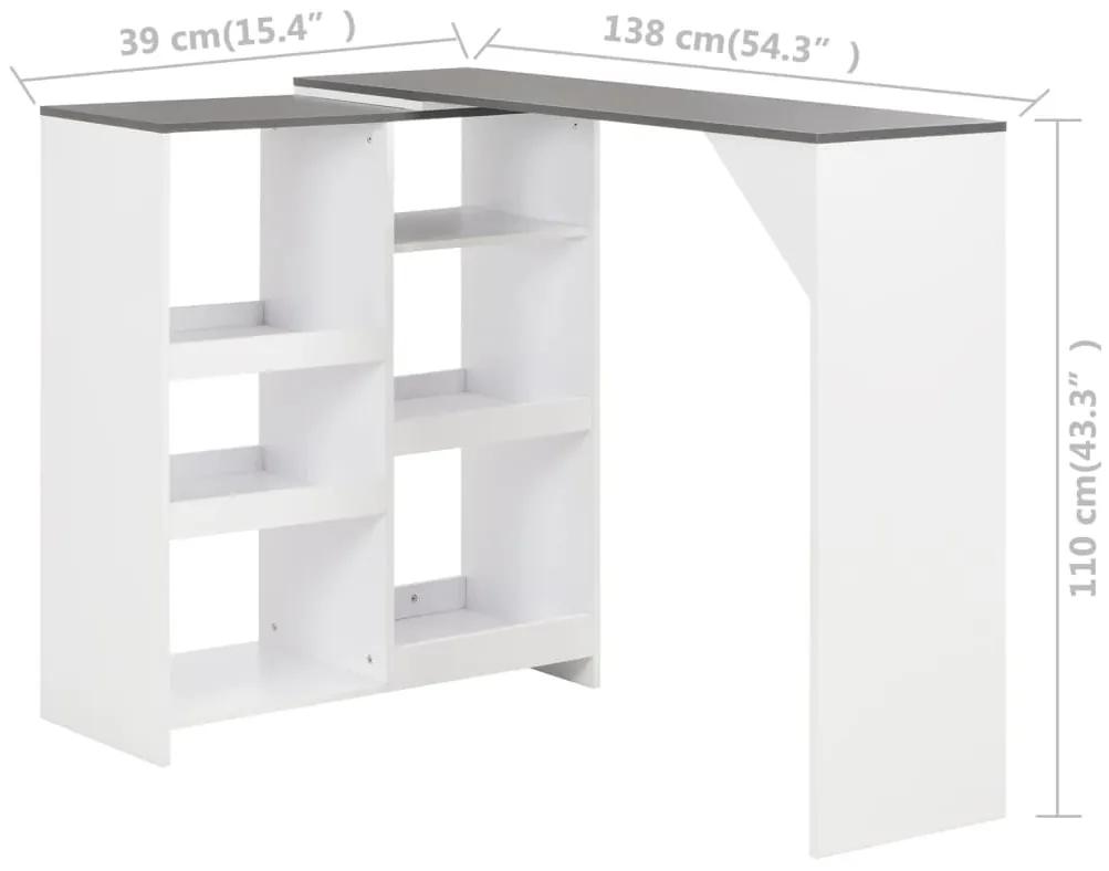 Tavolo da Bar con Scaffale Mobile Bianco 138x39x110 cm