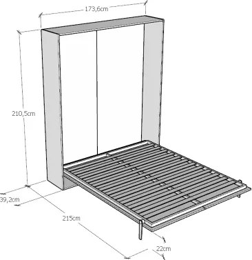 Letto a scomparsa verticale matrimoniale 160 cm Quercia KENTARO