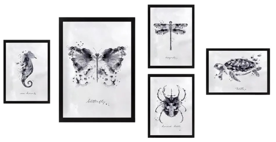 Dipinti in set da 5 pezzi Butterfly - Wallity