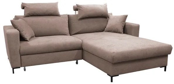 Divano letto angolare a L HORTA con contenitore, angolo destro, rosa