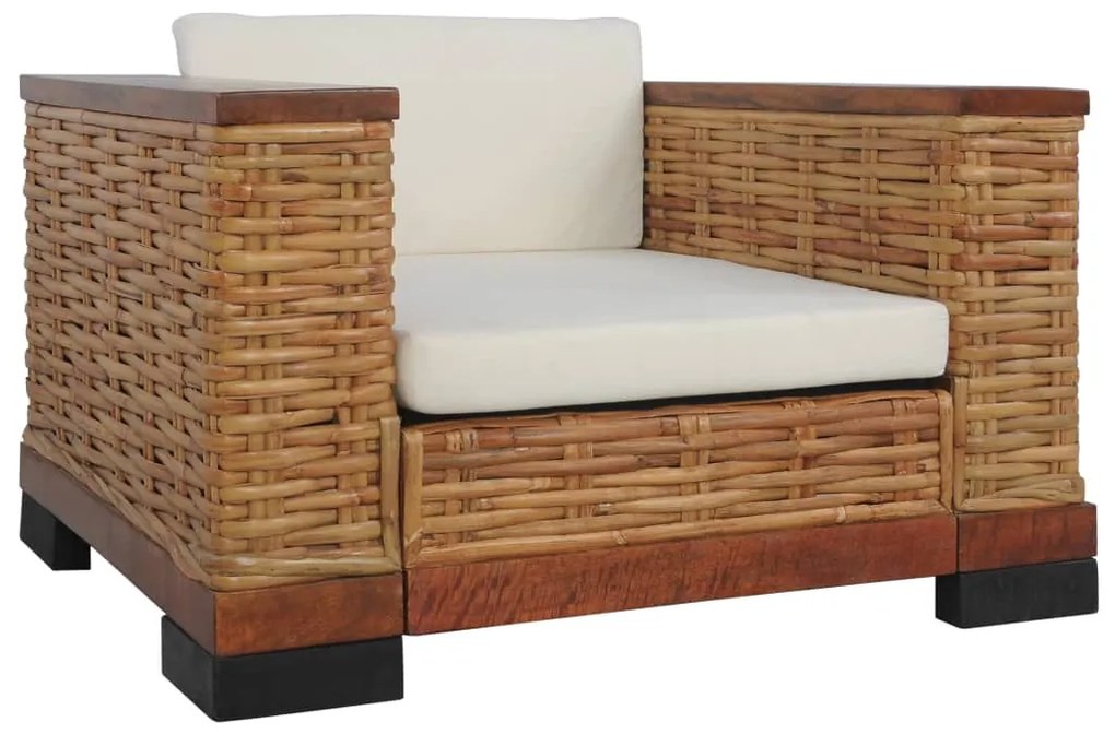 Set di divani 2 pz con cuscini in rattan naturale marrone