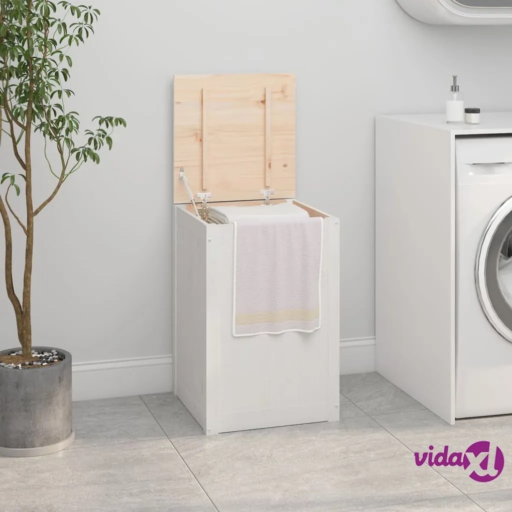 vidaXL Contenitore per Bucato Bianco 44x44x66 cm Legno Massello Pino