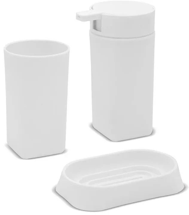 Set 3 pezzi accessori bagno bianco in abs Tender