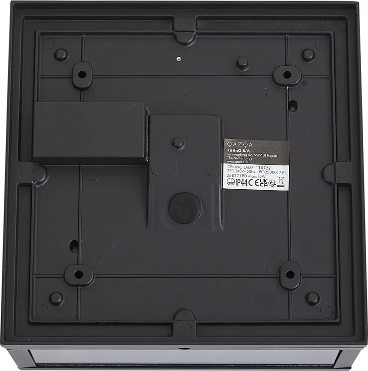 Plafoniera da esterno industriale nera con sensore di movimento e crepuscolare IP44 - Charlois