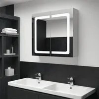 Armadietto Bagno con Specchio e LED 80x12,2x68 cmcod mxl 126856