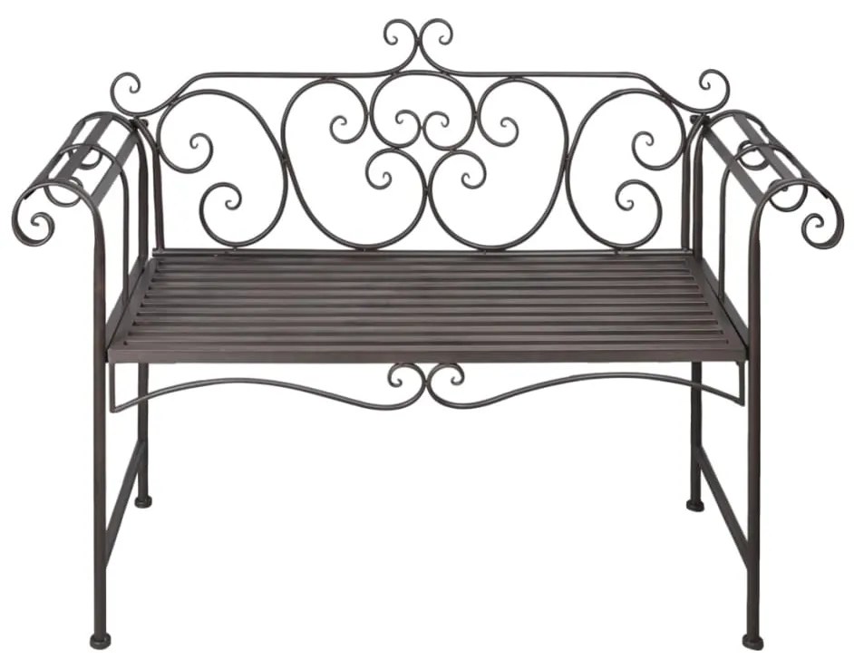 Panchina da giardino 132 cm in acciaio stile anticato marrone