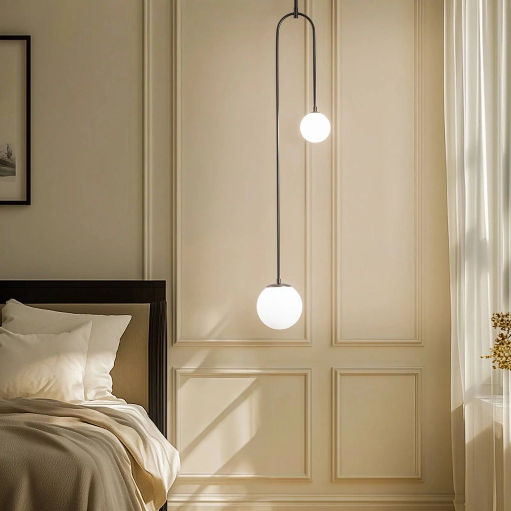 Avonni Lampada a sospensione AV-1897-2BSY 2 sfere in vetro, nero