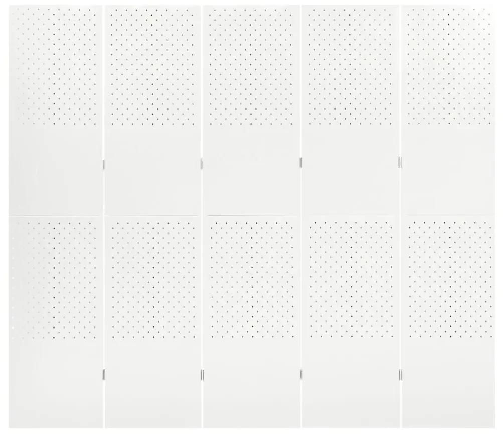 Paravento a 5 Pannelli Bianco 200x180 cm in Acciaio