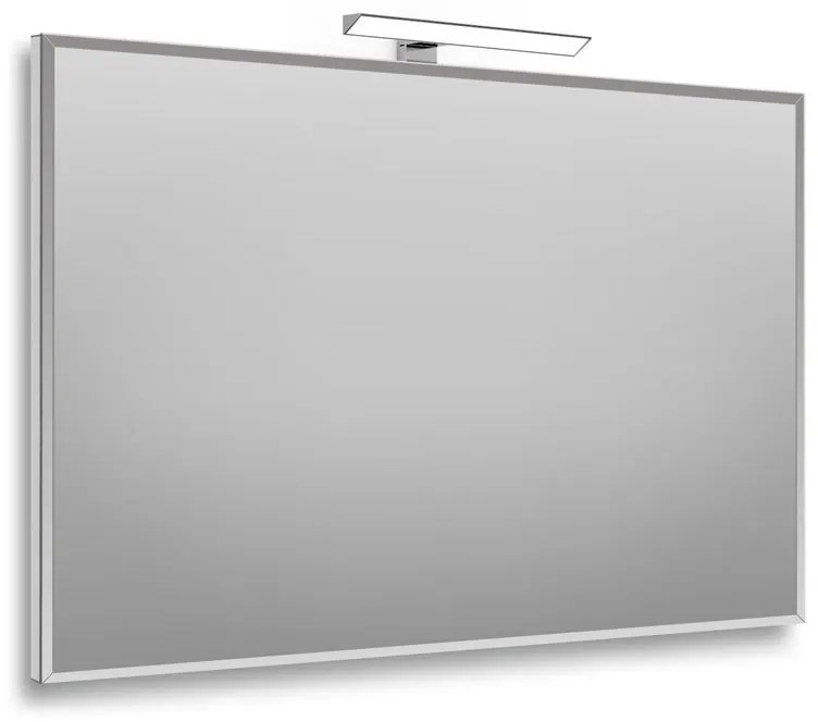 Specchio con illuminazione integrata bagno rettangolare Bisellata L 90 x H 60 x P 2.5 cm grigio / argento