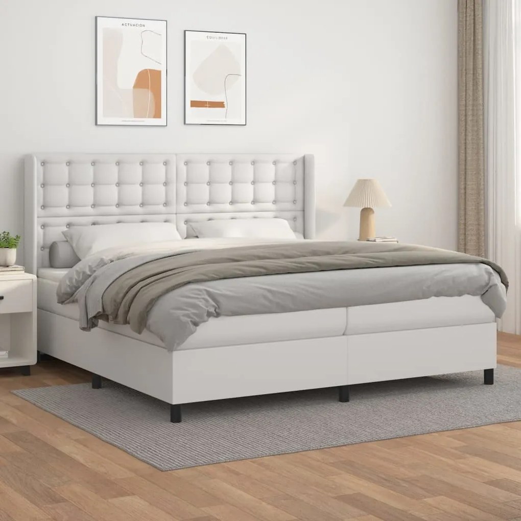 Giroletto A Molle Con Materasso Bianco 200x200cm İn Similpelle /