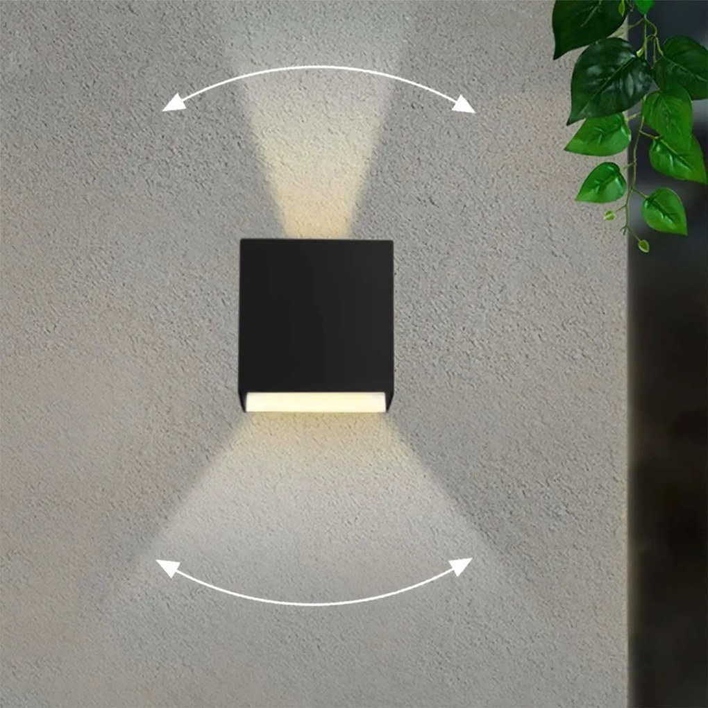 Applique LED Cubo 10W IP65 Nero - 2CCT Colore Bianco Variabile CCT