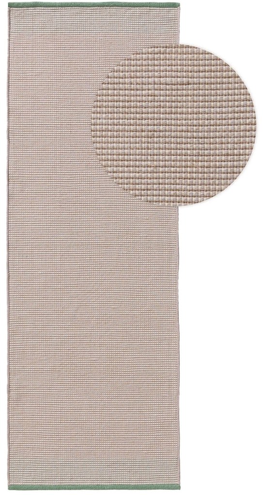 benuta Pure Tappeto a tessitura piatta Fion Beige/Verde 70x200 cm - Tappeto design moderno soggiorno