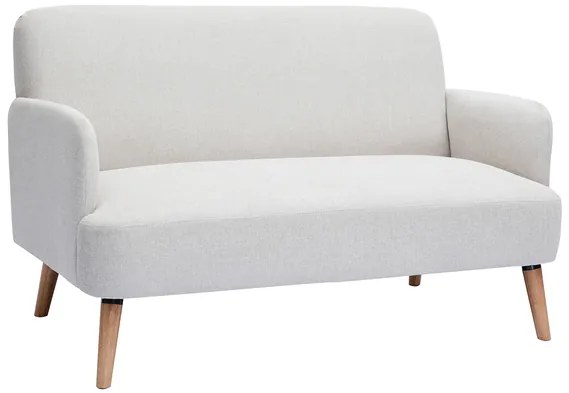 Divano scandinavo 2 posti in tessuto effetto velluto testurizzato beige e legno chiaro ISKO