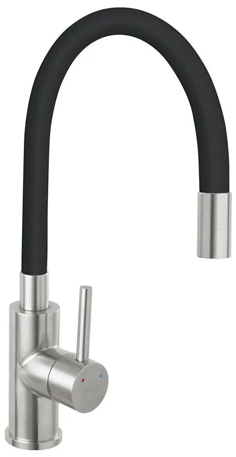 FERRO - Rubinetto per lavello con braccio flessible acciaio inossidabile/opaco nero