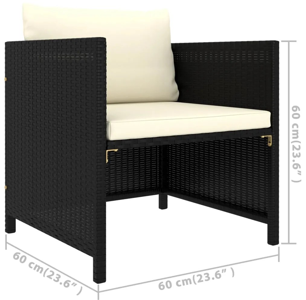 Set Divani da Giardino 7 pz con Cuscini in Polyrattan Nero